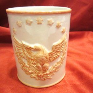 VTG 50'S ITALIAN MADE CUP FOR JW CO., W/EAGLE & STARS IN PINK